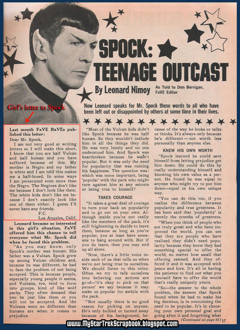 Illustration for article titled Your Morning Cry: Leonard Nimoy's Touching 1968 Advice Column Answers Teen Biracial Girl
